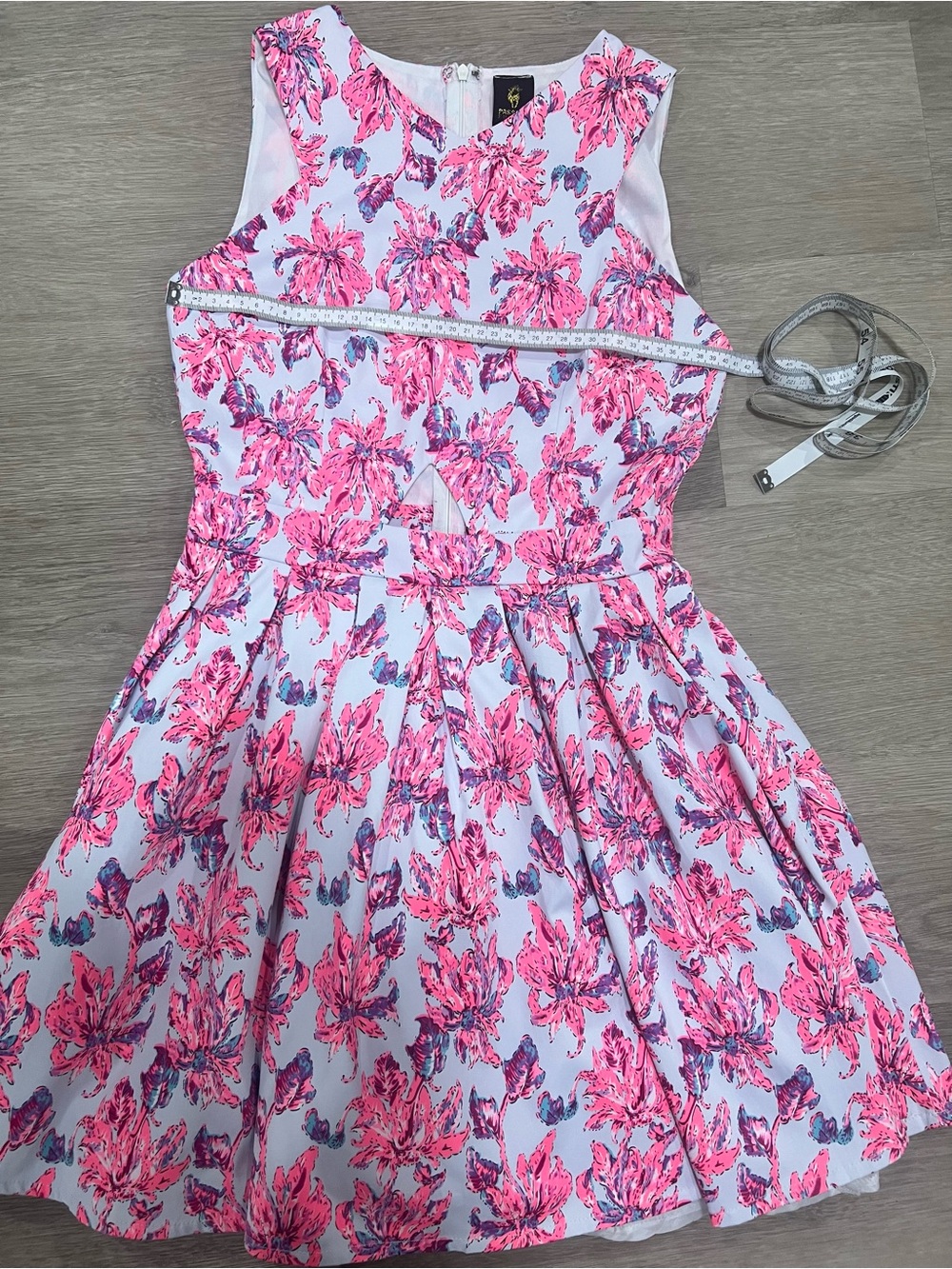 Floral Fit-and-Flare Dress in Pink- Size M